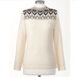 5/$15 SALE!  Coldwater Creek Fair Isle Pullover Sweater Beaded Ski Embellished